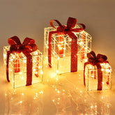 Set of 3 Christmas Lighted Gift Boxes Suitable for Indoor and Outdoor