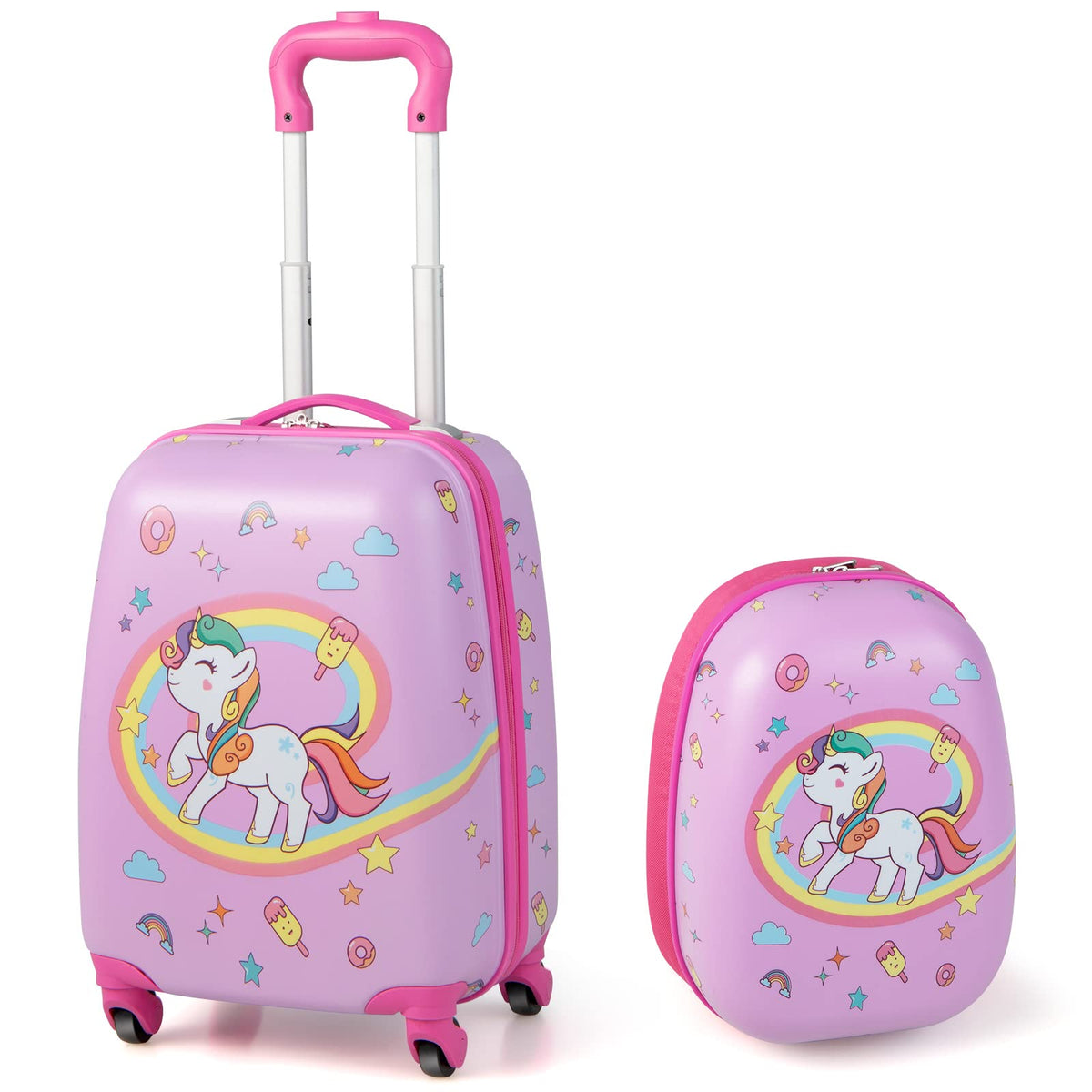 BABY JOY 2 PCS Kids Luggage Set, 13" & 16" Kids Carry On Suitcase Set