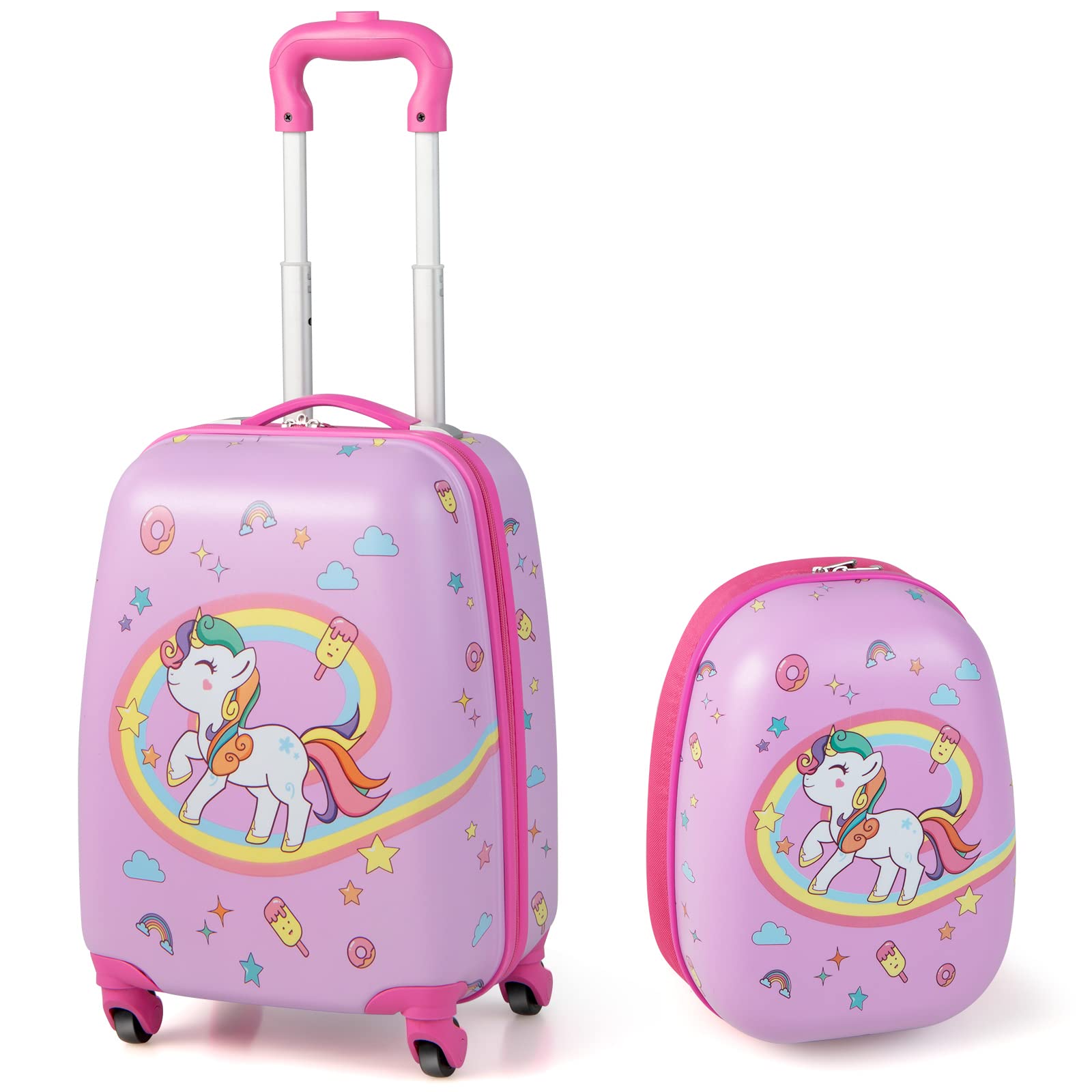 BABY JOY 2 PCS Kids Luggage Set, 13" & 16" Kids Carry On Suitcase Set