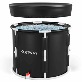 Ice Bath Tub for Adult, Outdoor Ice Plunge Tub w/Lid, Foldable Athletes Cold Therapy Tub at Home Garden Yard