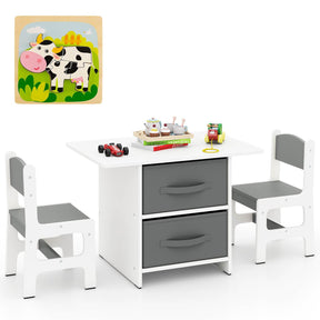 HONEY JOY Kids Table and Chair Set, Toddler Wooden Activity Table