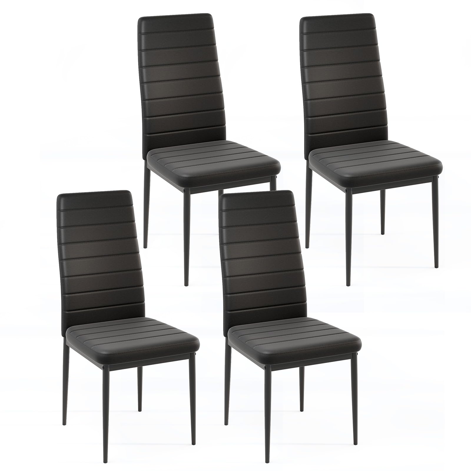 Upholstered Dining Chair Set of 4 Armless Chair w/ Padded Backrest Modern Chair