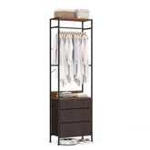 Clothes Rack with Drawers Closet Organizer w/ Hanging Rod & Storage Shelves