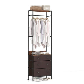 Clothes Rack with Drawers Closet Organizer w/ Hanging Rod & Storage Shelves