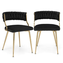 Velvet Dining Chairs Set of 2, Accent Upholstered Leisure Chairs w/ Gold Metal Legs, Sponge Filling Seats
