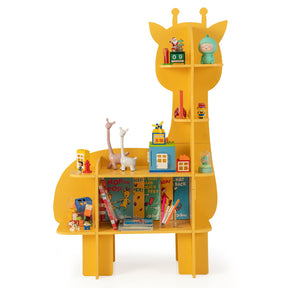 HONEY JOY Giraffe Bookcase for Kids, 4-Tier Toy Storage Organizer with Open Storage Shelves