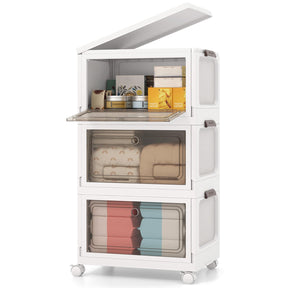 3-Pack Stackable Storage Bins 75/105 L Collapsible Storage Boxes for Home, Dorm
