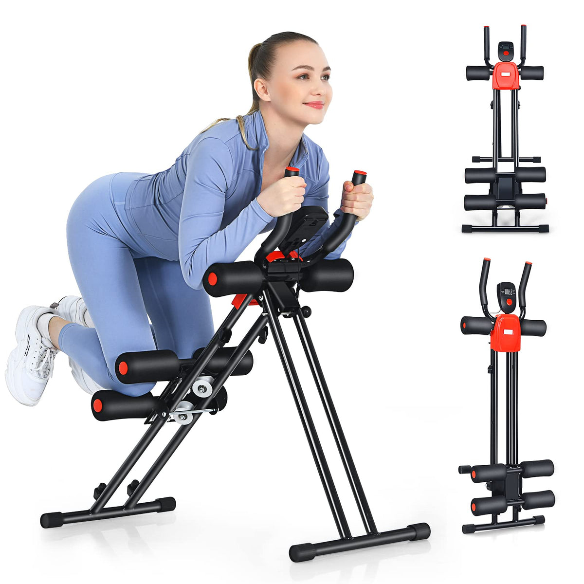 Abdominal Cruncher Machine Foldable Core Abdominal Trainer, AB Workout Machine with 3 Adjustable Levels