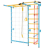 7-in-1 Steel Home Playground with Monkey Bars, Rope Wall, Wall Ladder, Pull-up Bar, Rope Ladder