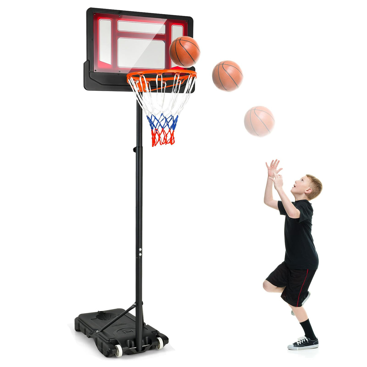 Kids Basketball Hoop, Weather-Resistance Basketball Goal Toy with Adjustable Height 132-251cm