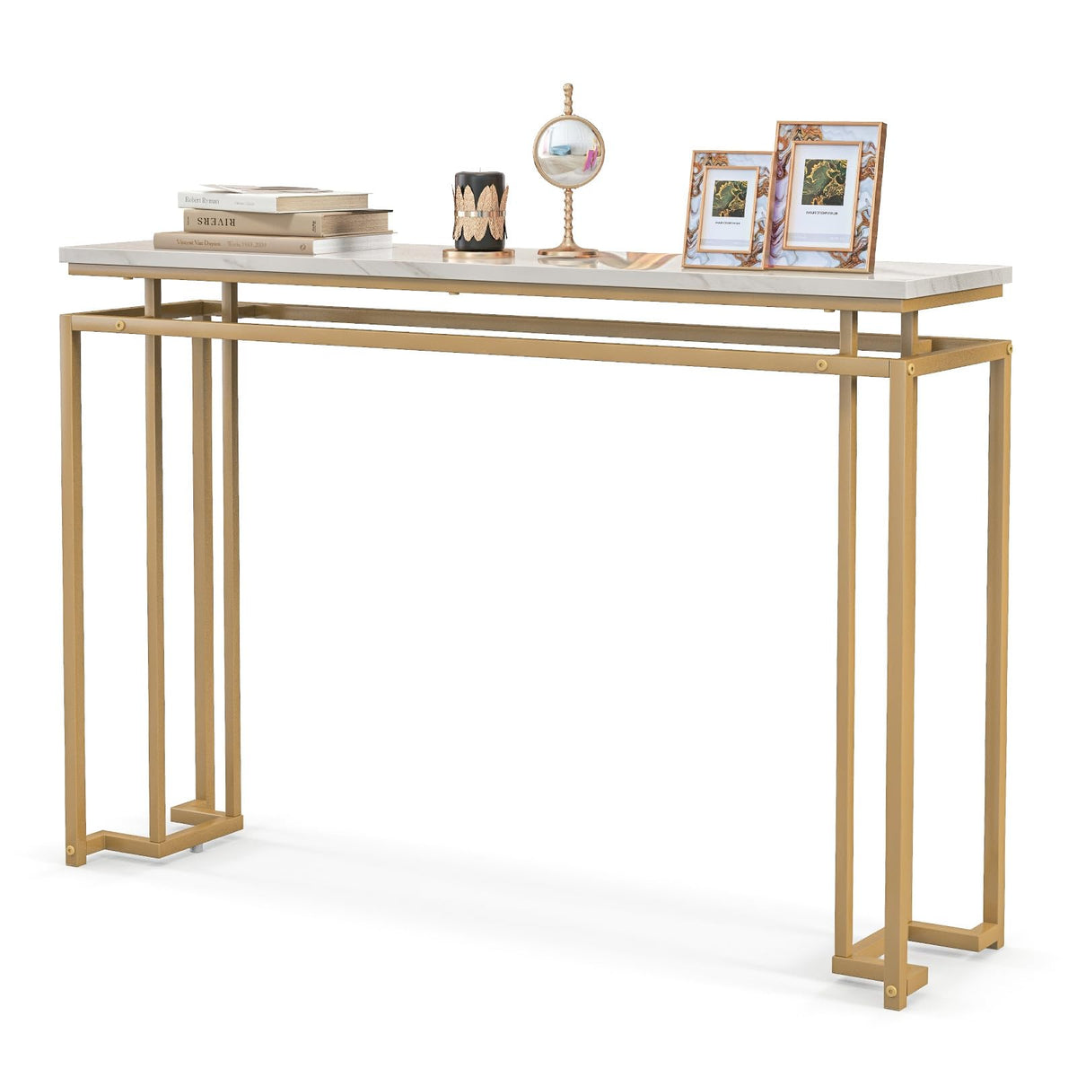Giantex 120cm Faux Marble Top Console Table