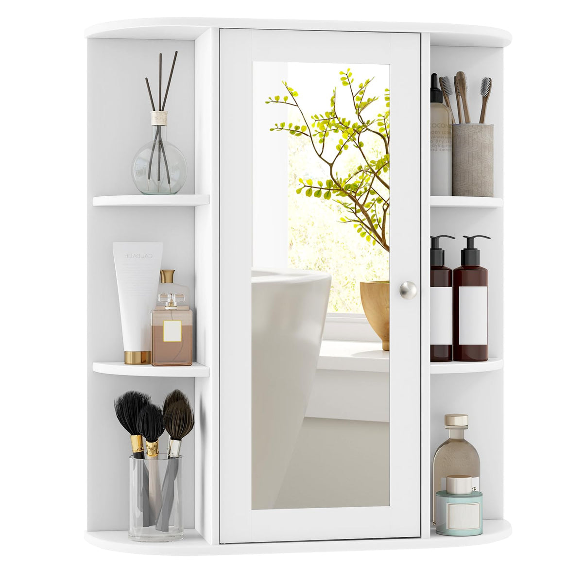 Giantex Bathroom Medicine Cabinet with Mirror, Wall Mounted Storage Cabinet w/Single Mirror Door