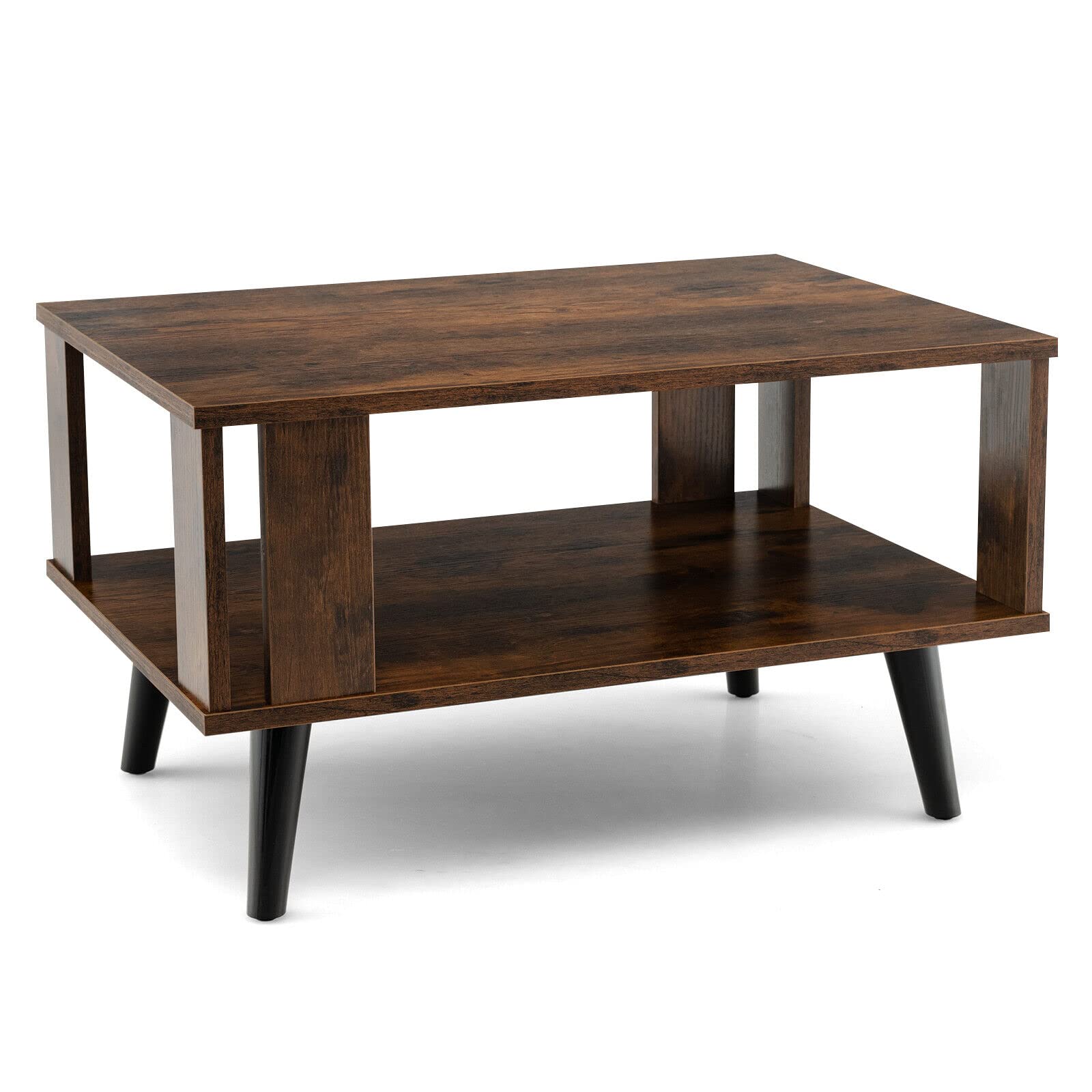 Giantex Coffee Table with Storage Shelf, 2-Tier Tea Table w/Supportive Legs
