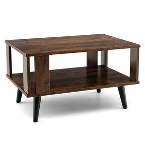Giantex Coffee Table with Storage Shelf, 2-Tier Tea Table w/Supportive Legs