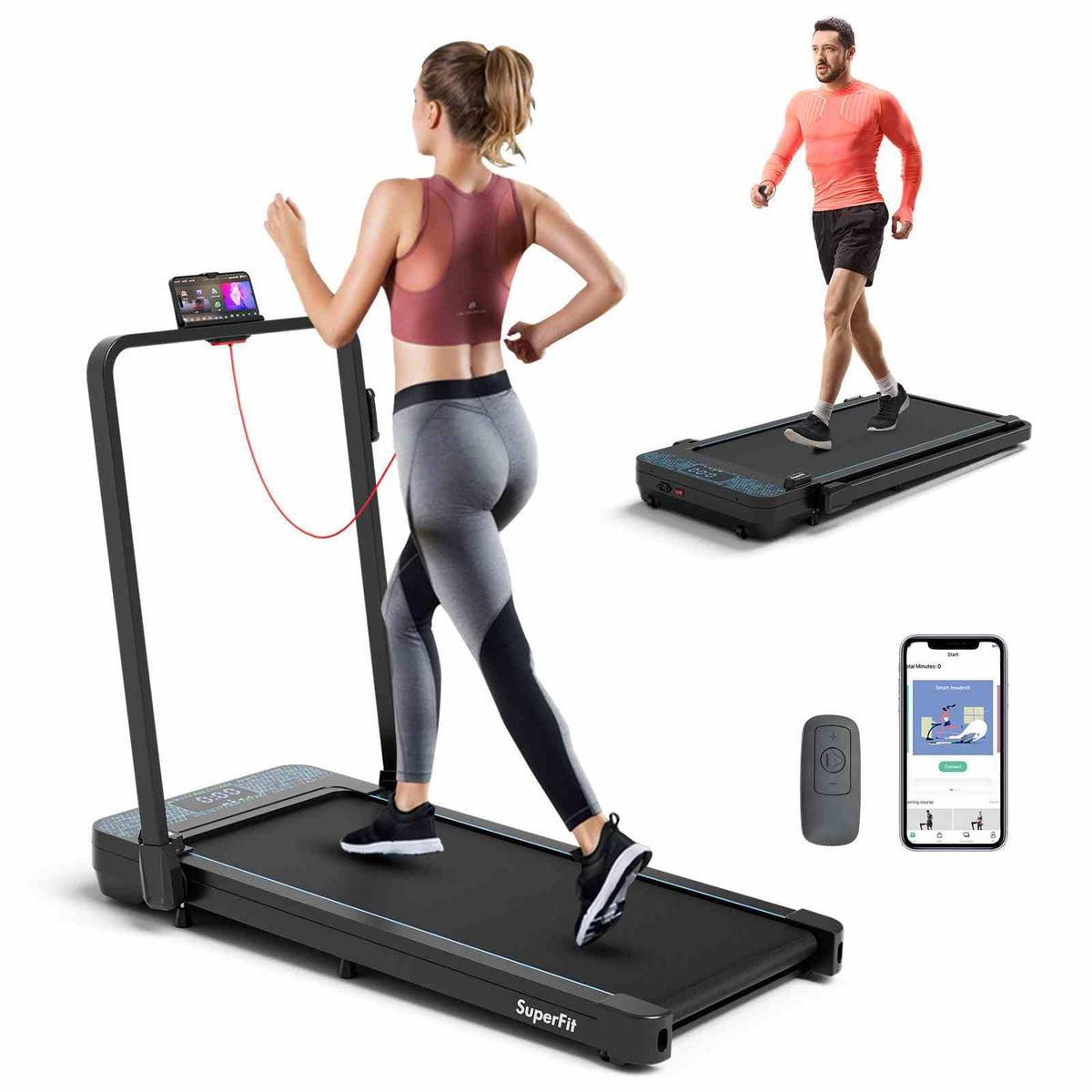 2-in-1 140 kg Capacity Under Desk Walking Pad Remote/APP Control & LED Display