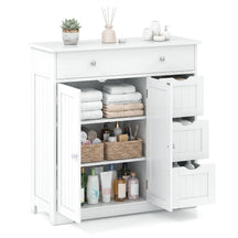 Bathroom Floor Cabinet, Large Storage Cabinet with 4 Drawers, 2 Doors & Adjustable Shelf