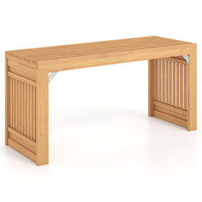 Bamboo Dining Bench, 90CM Long Entryway Bench Indoor Kitchen Bench