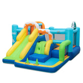 HONEY JOY Kids Inflatable Water Slide, 7-in-1 Outdoor Kids Jumping Castle w/Long Slide, Large Ball Pit, Double Climbing Walls