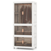 420L Storage Bins with Lid, Portable Plastic Wardrobe Closet Organizer with 10 Hangers