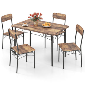 Dining Table Set for 4 5-Piece Industrial Kitchen Furniture Dinette Set