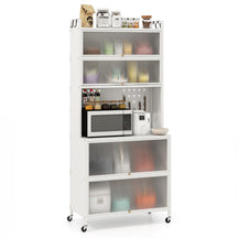 6-Tier Kitchen Pantry Cabinet, Buffet Cabinet with Hutch, Flip Doors, Microwave Countertop