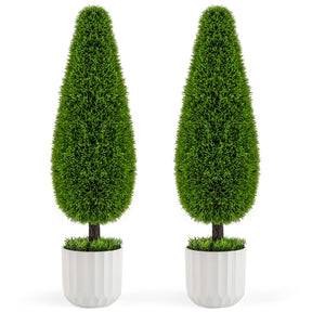 90cm Artificial Cedar Teardrop Shaped Bush Potted Topiary Plant for Home 2 Pack