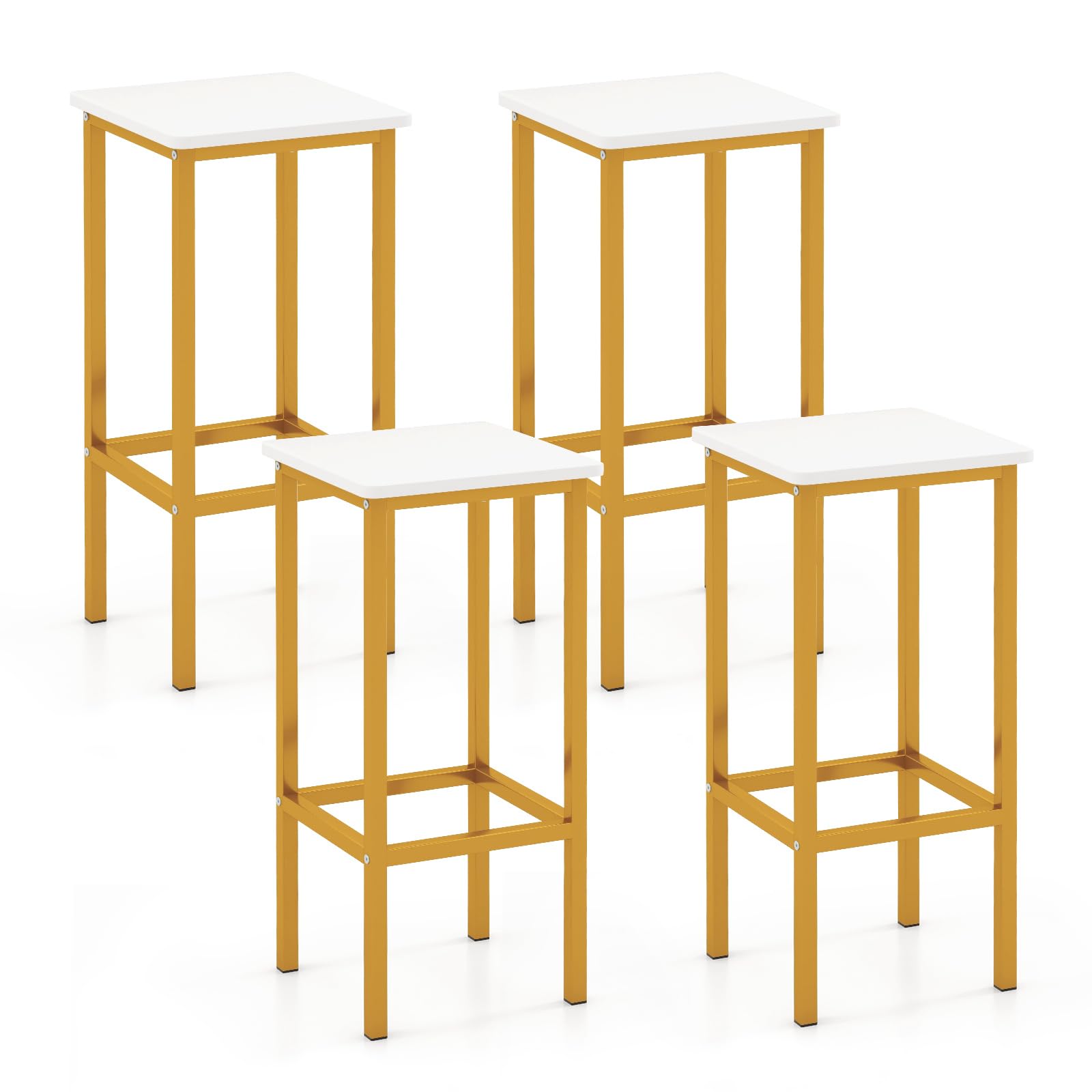 65 cm Square Bar Stools Set of 4, Kitchen Breakfast Stools