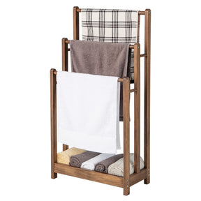 Freestanding Wood Towel Rack, 3-Tier Towel Rack Holder with Bottom Storage Shelf, Anti-toppling Device