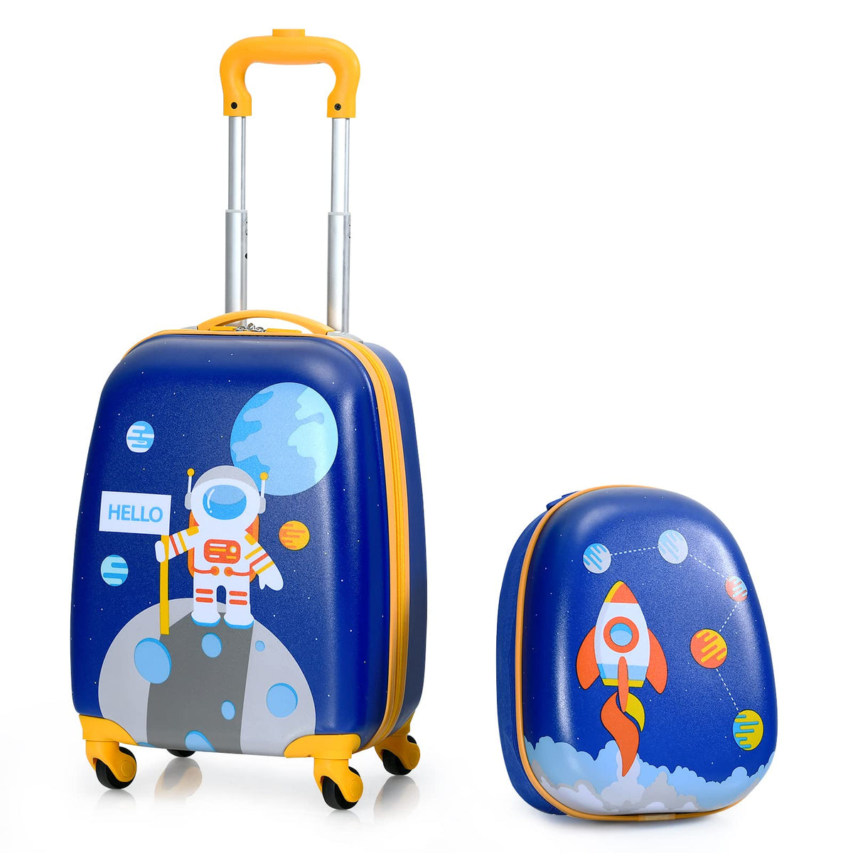 2 PCS Kids Luggage Set, 13" & 16" Kids Carry On Suitcase Set, Children Travel Rolling Trolley Suitcase
