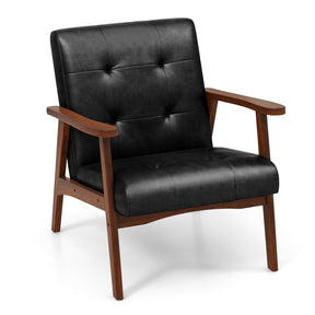 Giantex Mid Century Modern Accent Chair, Living Room Arm Chair with Solid Rubber Wood Frame