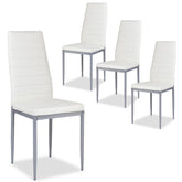 Giantex Set of 4 Dining Chairs with High Backrest, Kitchen Chair with Metal Legs, Leather Seat