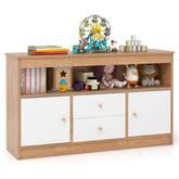 Toy Storage Organiser for Kids, Storage Chest with 2 Drawers, 2 Closed Cabinets and 1 Open Compartment for Books and Dolls