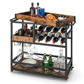 Giantex Home Bar Serving Cart, 3-Tier Rolling Bar Cart with Removable Tray