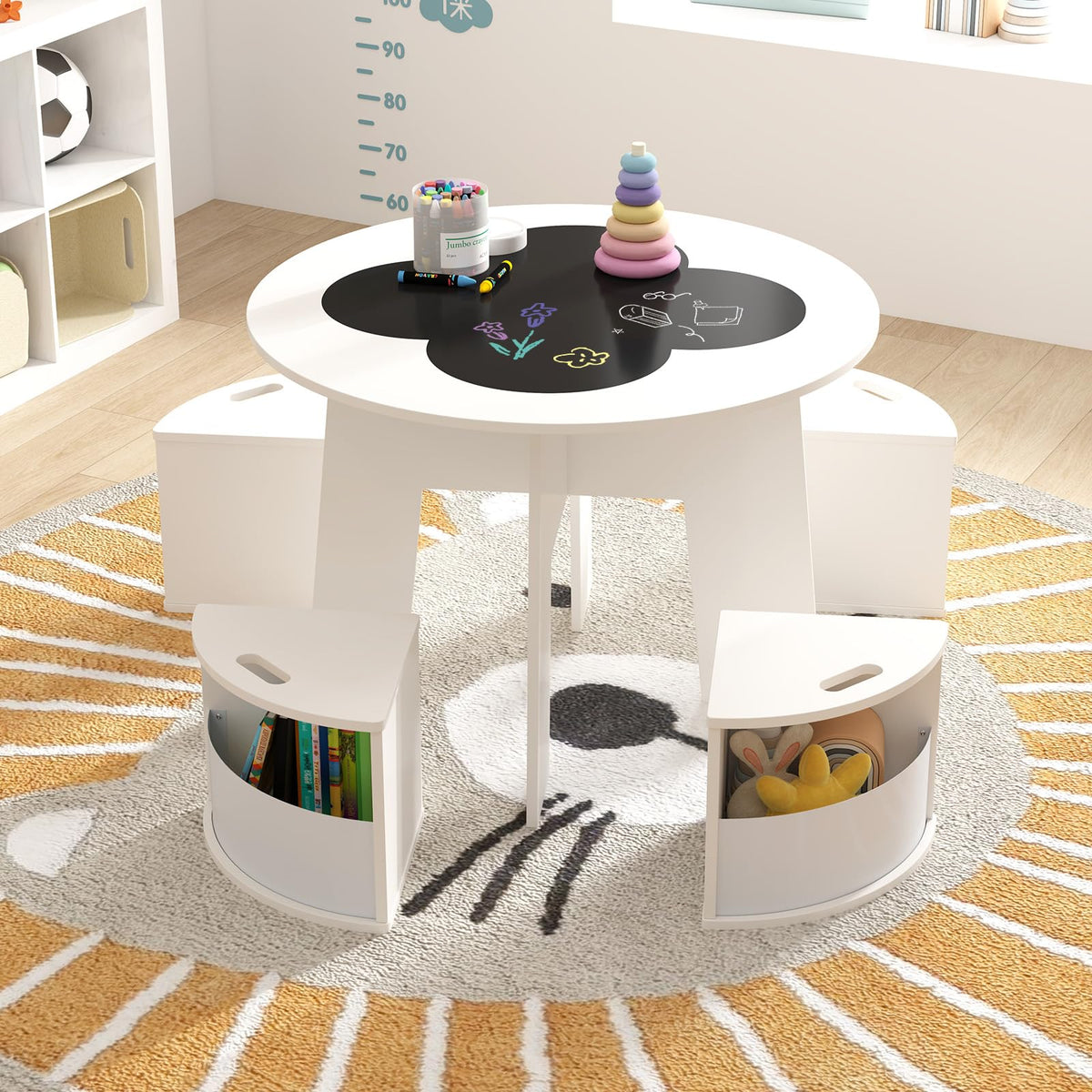 HONEY JOY 5PCS Kids Table and Chair Set