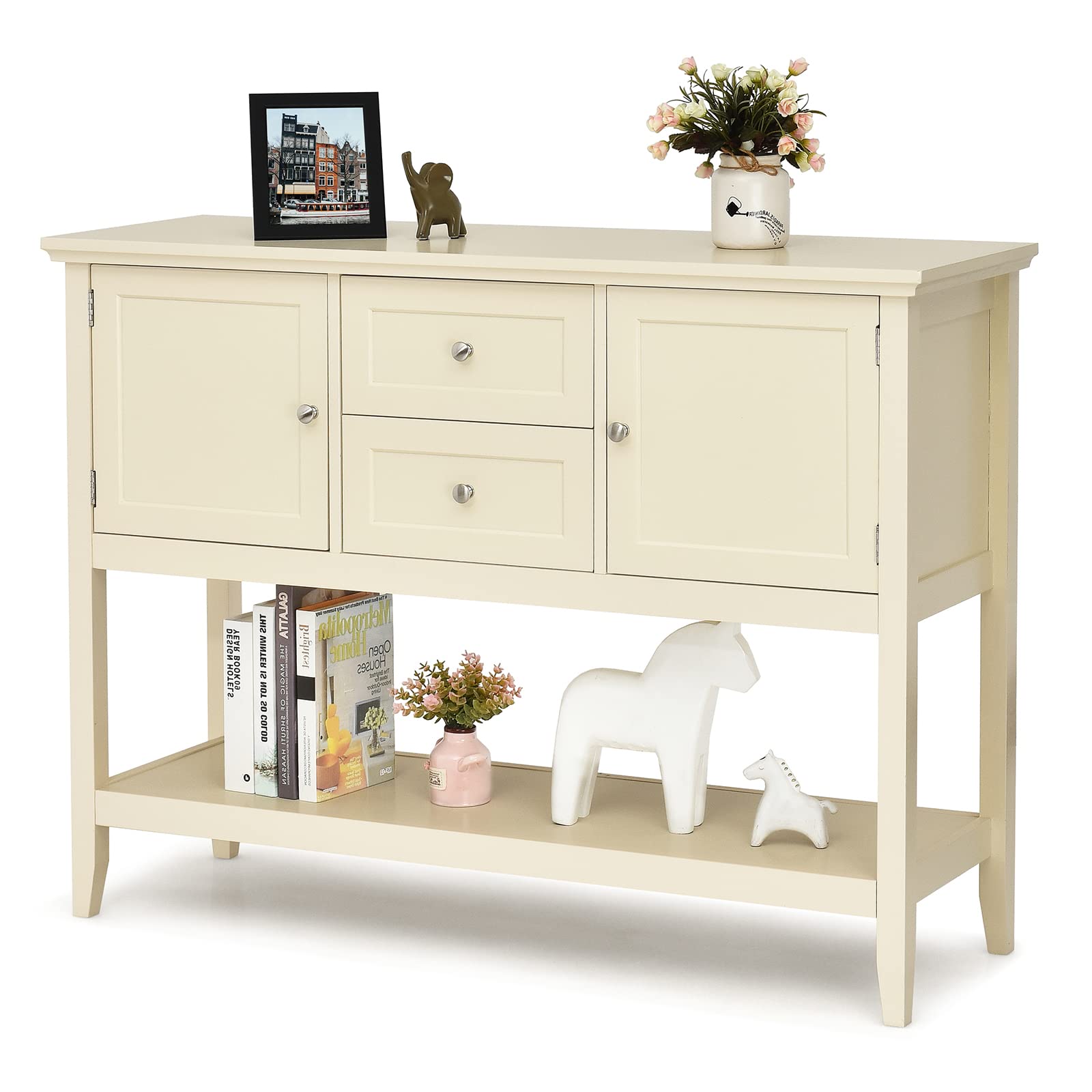Giantex Buffet Sideboard Cabinet, 2 Drawers & 2 Doors, Side Console Table, Display Desk with Storage Shelf