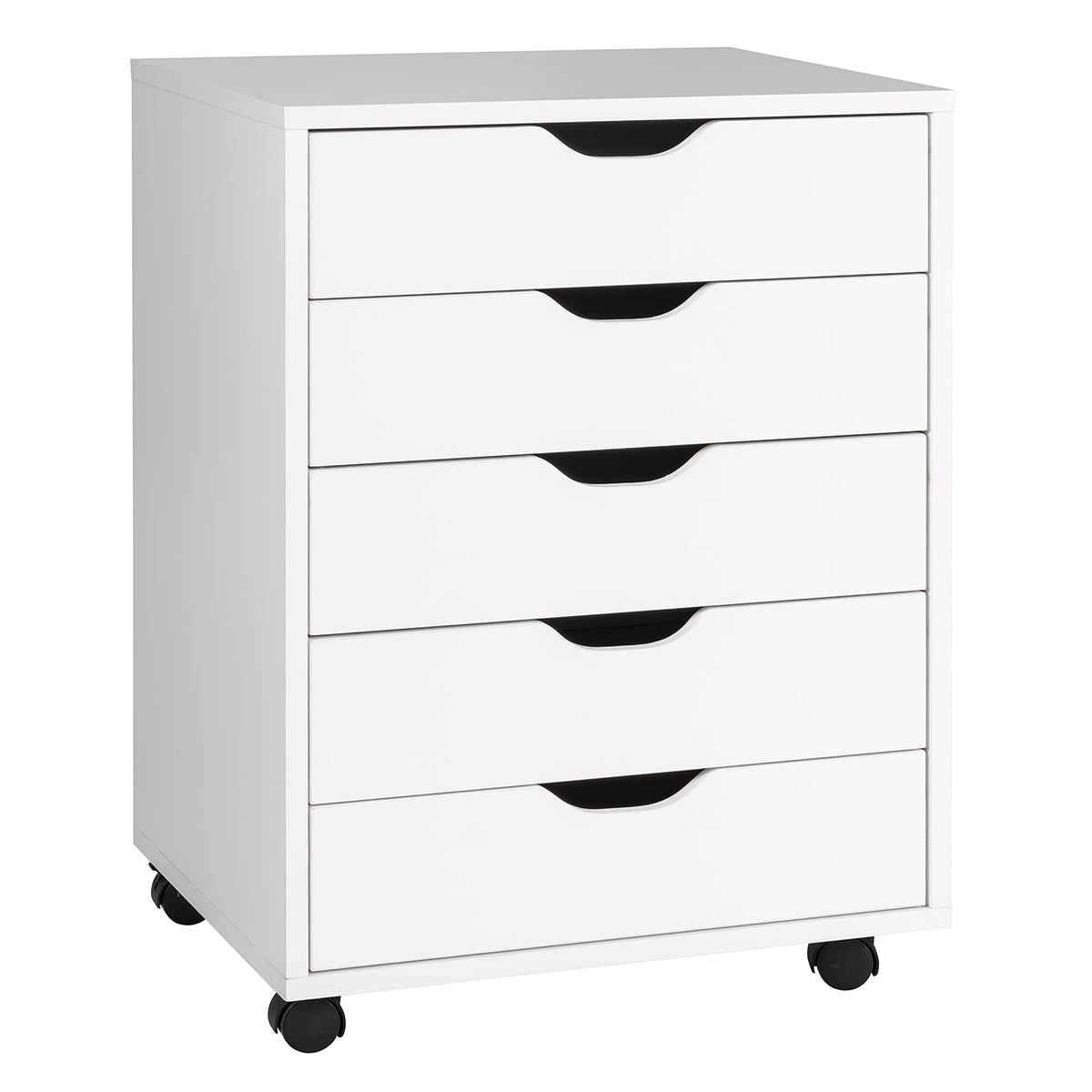5-Drawer File Cabinet, Side Cabinet File Pedestal w/ 4 Castors