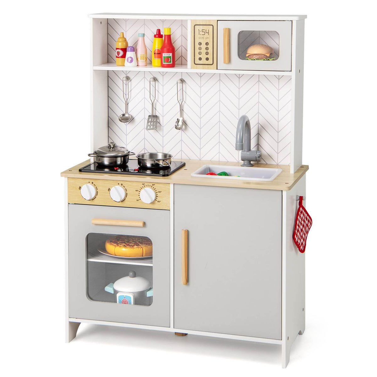 Kids Kitchen Playset, Pretend Play Kitchen Set with Lights & Sounds