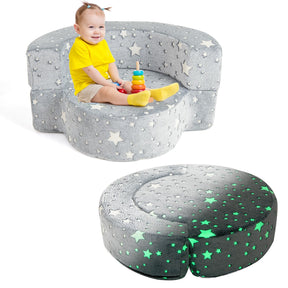 2-in-1 Toddler Chair Glow in the Dark Kids Couch with Removable and Washable Cover