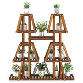 Indoor Outdoor Trapezoid Plant Rack for Multiple Plants, 5-Tier 10 Potted Flower Pot Holder