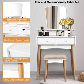 Giantex Vanity Table Set w/Mirror & Cushioned Stool Dressing Table