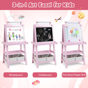 BABY JOY Kids Art Easel, 3 in 1 Double-Sided Standing Easel for Toddlers