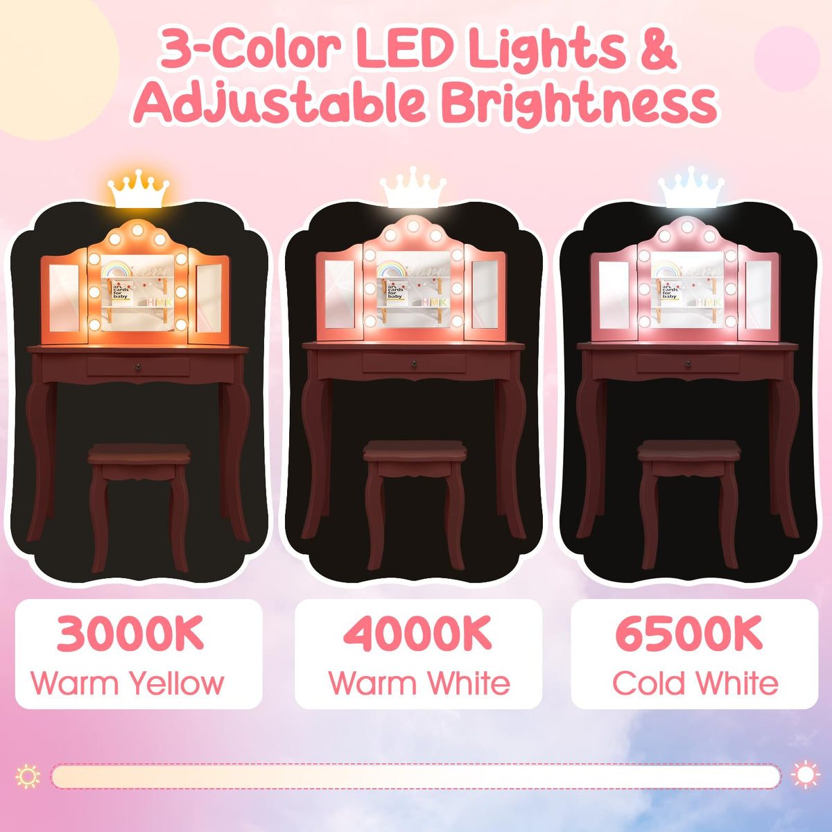 Kids 2-in-1 Vanity Table and Stool Set