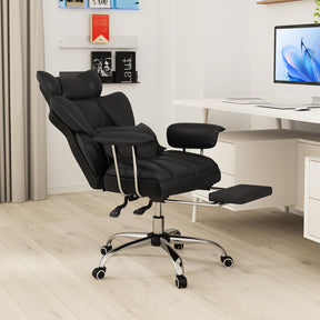 180 kg Big & Tall Office Chair, Executive Desk Chair w/ Retractable Footrest, Adjustable Height