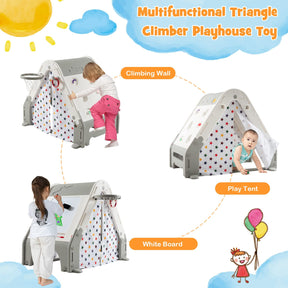 Kid's Triangle Climber with Tent Cover & White Board & Basketball Hoop & Soccer Gate