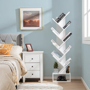 Giantex 10-Tier Tree Bookcase, Floor Standing Bookshelf w/Drawer for CDs/Movies/Books