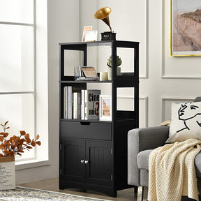 Giantex Floor Storage Cabinet, Freestanding Organizer, Kitchen Pantry Holder w/Anti-Toppling Mechanism, Wooden Entryway Sideboard