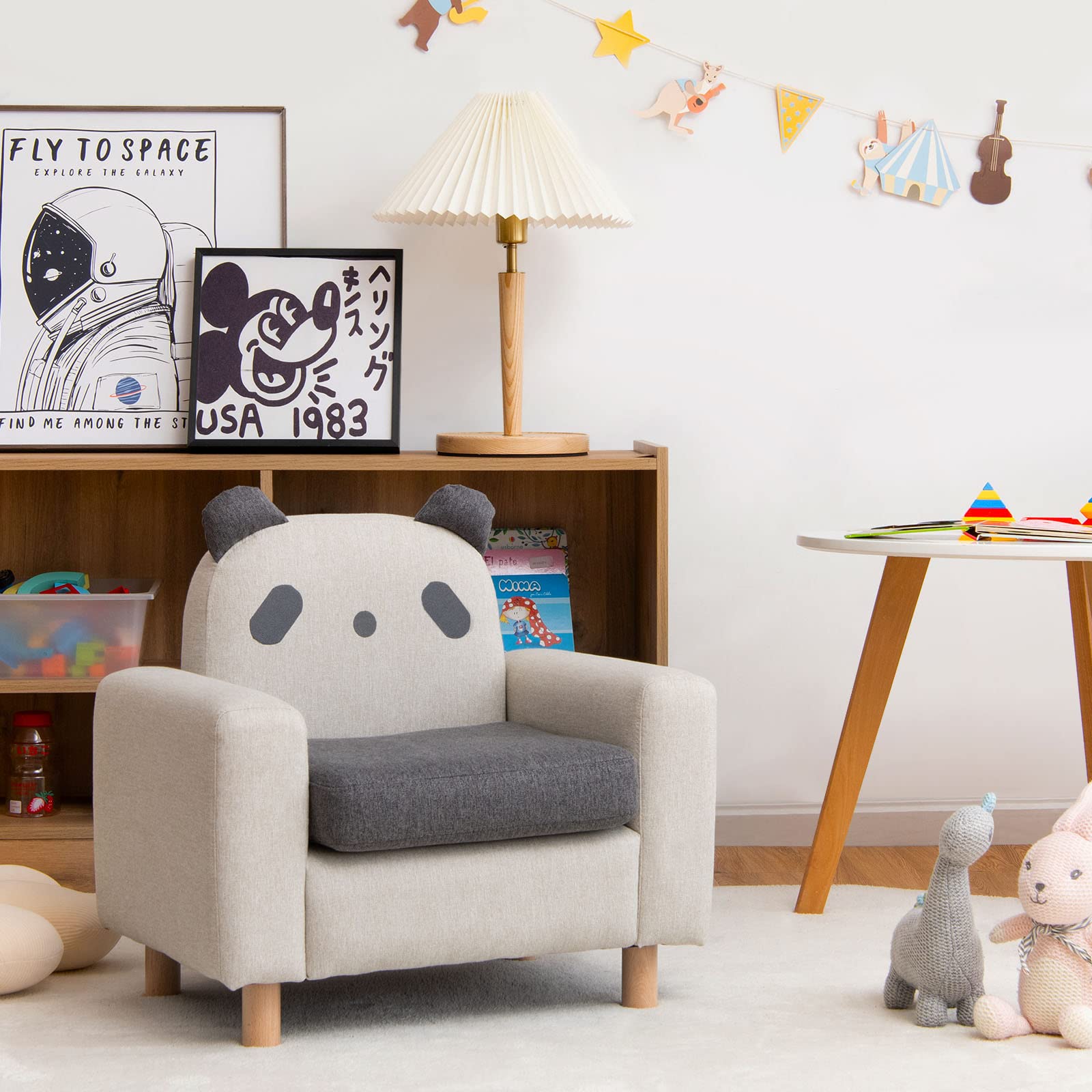 HONEY JOY Kids Sofa, Toddler Chair w/Solid Wood Frame, Thick Cushion, Child Armchair for Play Room