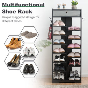 Giantex 13-Tier Wooden Shoe Rack, Narrow Double Rows Shoe Shelf, Space Saving Vertical Shoe Storage Organizer