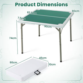 Giantex 90cm Folding Mahjong Table, 4 Player Game Card Table w/Cup Holders & Smooth Felt Mat