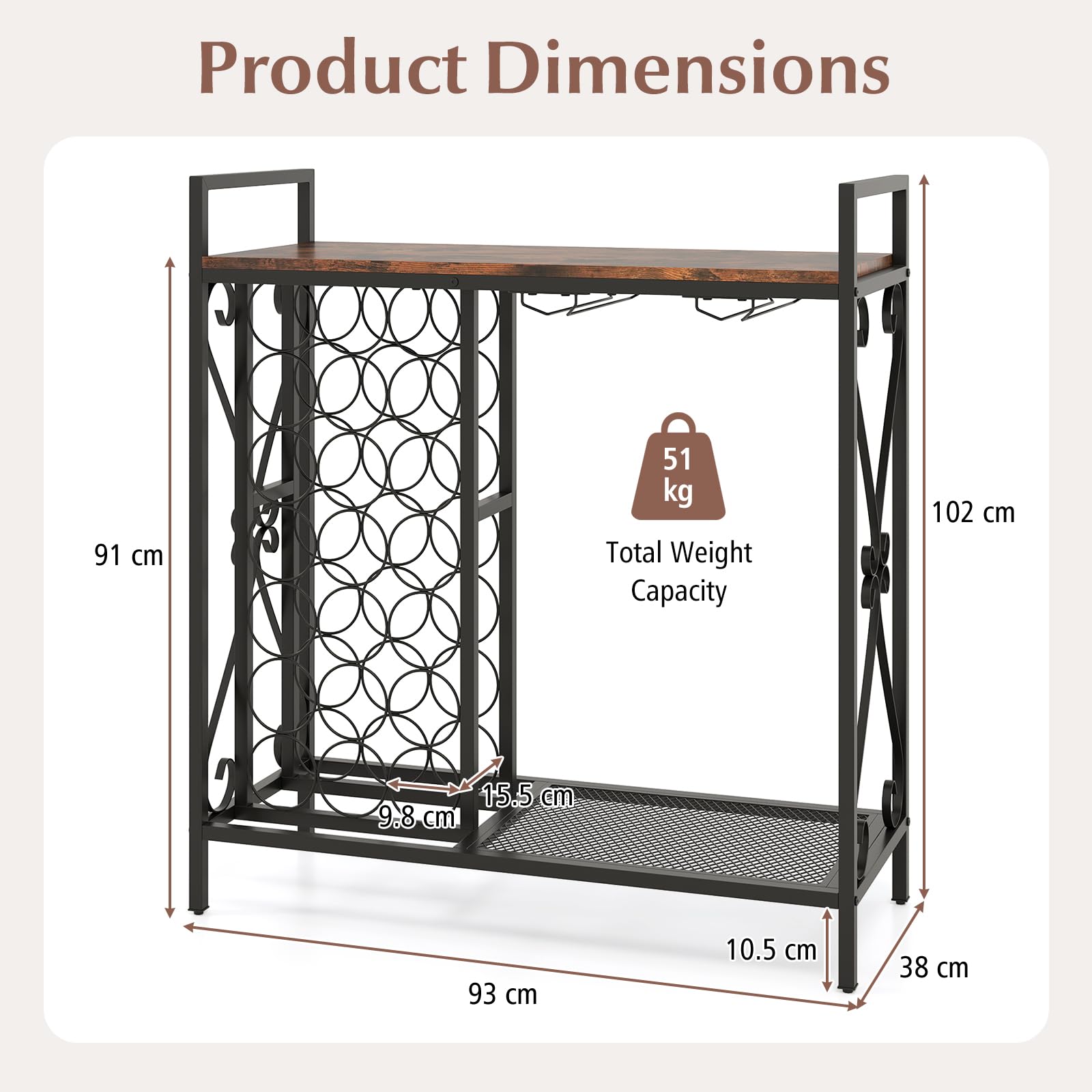 21 Bottle Wine Rack, Freestanding Floor Wine Bottle Organizer